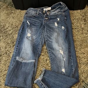 Kan can Women's Distressed Jeans - Blue